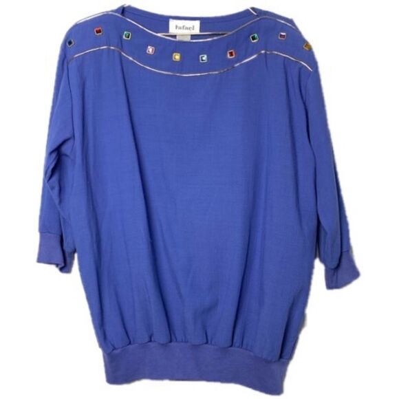 90s Vintage Oversized Top Jewel Embellishment - Picture 1 of 5